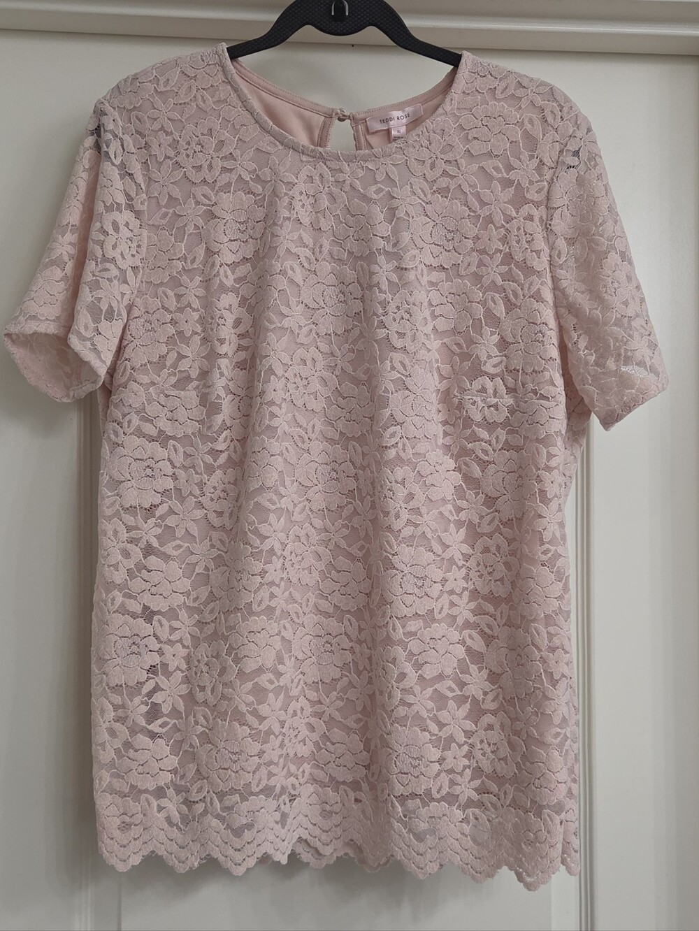 Teddi Rose Blush Pink Floral Lace Short Sleeve Top